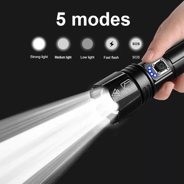 Most Powerful 300W LED Tactical Flashlight | Backup Phone Charger