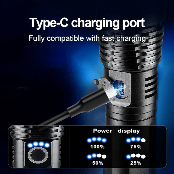 Most Powerful 300W LED Tactical Flashlight | Backup Phone Charger